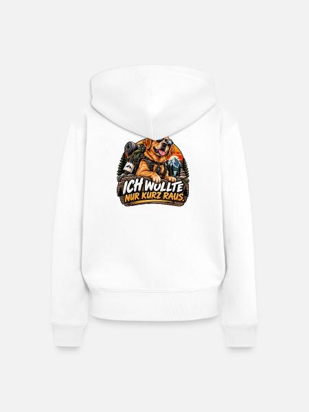 Nur kurz raus. - Frauen Premium Bio Zip Hoodie - Weiß