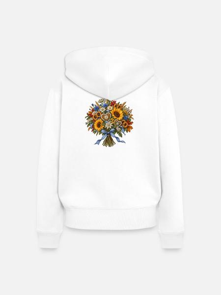Volksfeststrauß mit Brezeln & Blumen - Frauen Premium Bio Zip Hoodie - Weiß