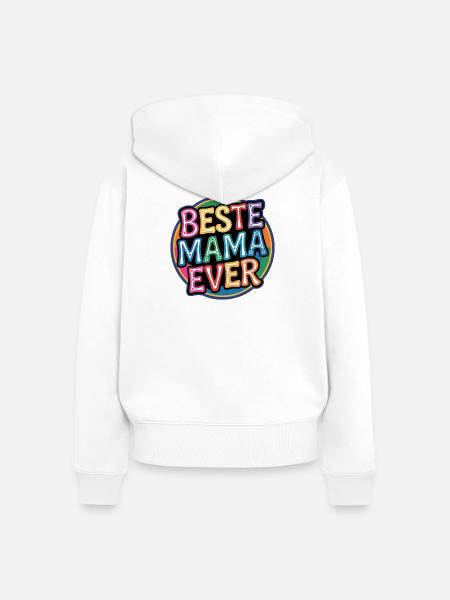 Beste Mama - Frauen Premium Bio Zip Hoodie - Weiß