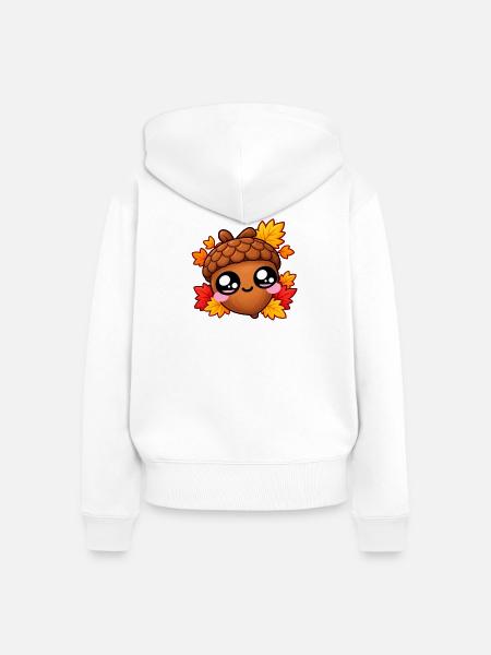 Haselnuss-Kawaii-Herbst - Frauen Premium Bio Zip Hoodie - Weiß