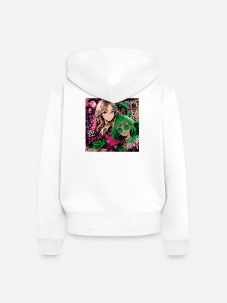 Traum Stark Neon-Duo - Frauen Premium Bio Zip Hoodie - Weiß