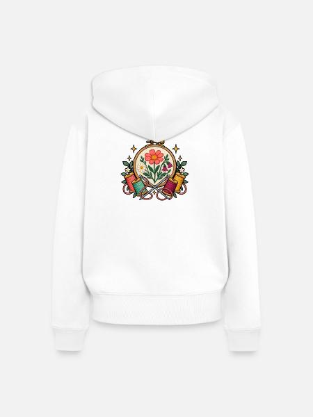 Stickwerkstatt – Gemeinsam Fäden ziehen - Frauen Premium Bio Zip Hoodie - Weiß