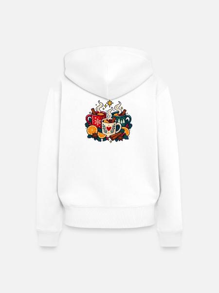 Punschfreunde – Drei Tassen, ein Winterabend - Frauen Premium Bio Zip Hoodie - Weiß