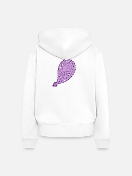 Lila Paisley-Tropfenmuster - Frauen Premium Bio Zip Hoodie - Weiß