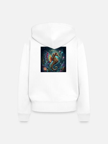 Steampunk-Seepferdchen - Frauen Premium Bio Zip Hoodie - Weiß