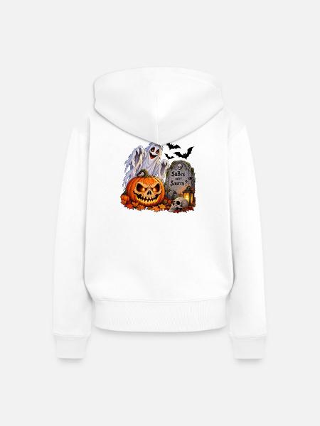 Süßes oder Saures Halloween - Frauen Premium Bio Zip Hoodie - Weiß