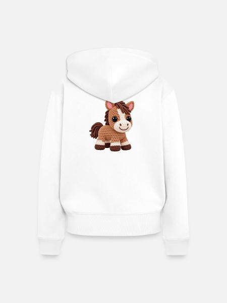 Häkelpferd Kuschelpony - Frauen Premium Bio Zip Hoodie - Weiß