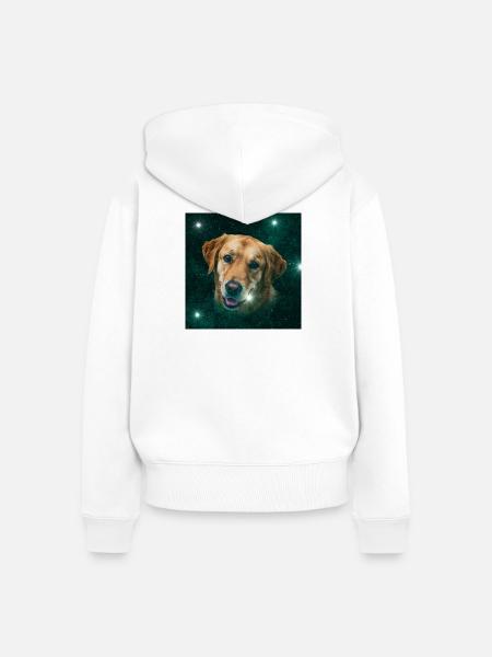 Weltraumhund Sternenpfote - Frauen Premium Bio Zip Hoodie - Weiß