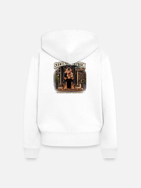 Sicherheitssystem mit Emotionen: Hund mit Teddybär - Frauen Premium Bio Zip Hoodie - Weiß