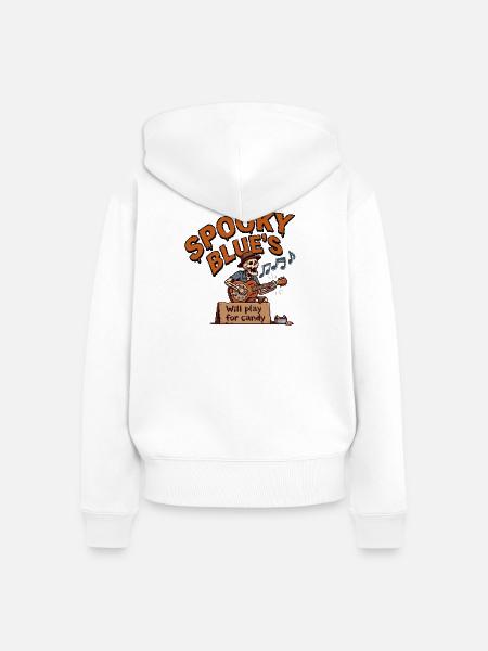 Skelettgitarrist Blues Pixel Art Halloween. - Frauen Premium Bio Zip Hoodie - Weiß