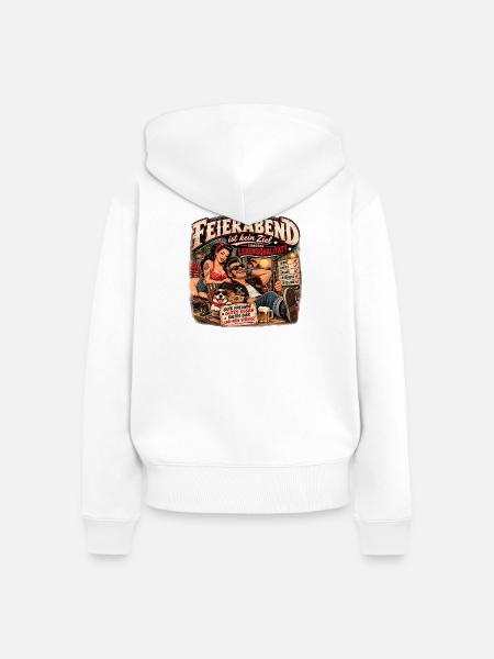 Feierabend ist Lebensqualität - Frauen Premium Bio Zip Hoodie - Weiß