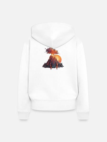 Sonnenuntergangs Vulkan - Frauen Premium Bio Zip Hoodie - Weiß