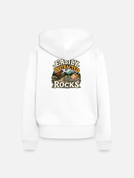 Leicht von Steinen abgelenkt - Frauen Premium Bio Zip Hoodie - Weiß
