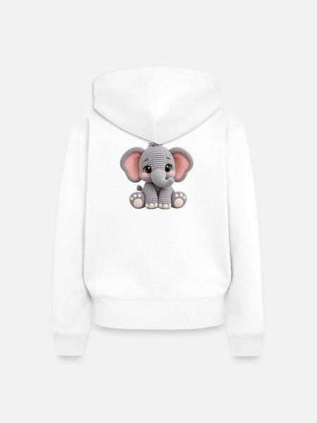 Kuscheltier Elefant Amigurumi Grau - Frauen Premium Bio Zip Hoodie - Weiß