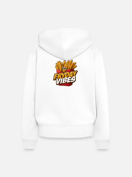 Fryday Vibes Pommes - Frauen Premium Bio Zip Hoodie - Weiß
