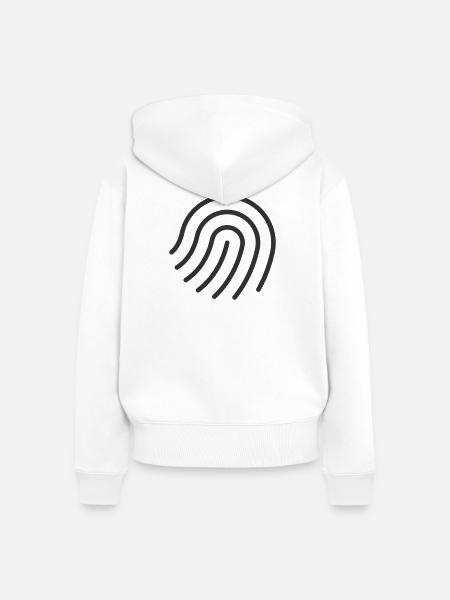 Fingerabdruck-Authentifizierungszeilen-Symbol - Frauen Premium Bio Zip Hoodie - Weiß