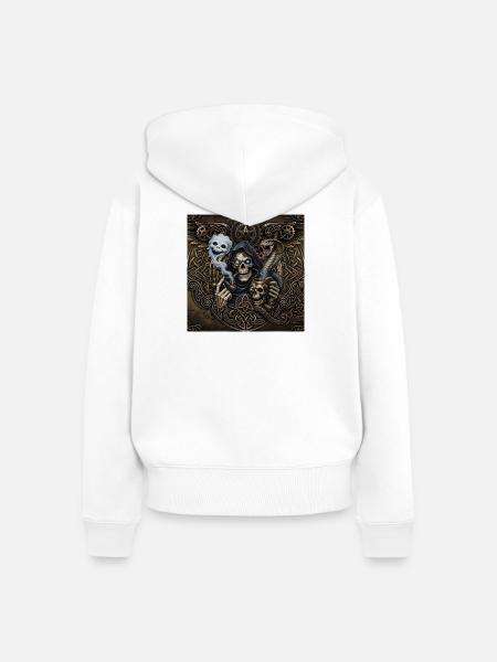 Keltischer Steampunk-Sensenmann - Frauen Premium Bio Zip Hoodie - Weiß