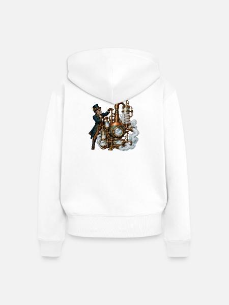 Steampunk-Dampfmeister-Mechanik - Frauen Premium Bio Zip Hoodie - Weiß