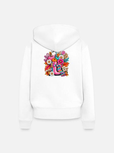 Hey Boo Herbst-Halloween - Frauen Premium Bio Zip Hoodie - Weiß