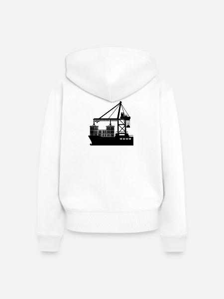 Containerkran - Frauen Premium Bio Zip Hoodie - Weiß