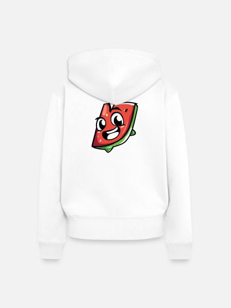 Frech-fröhliche Wassermelonen Scheibe - Frauen Premium Bio Zip Hoodie - Weiß