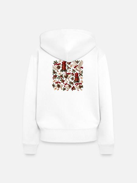 Gänse im Weihnachtspostmuster - Frauen Premium Bio Zip Hoodie - Weiß