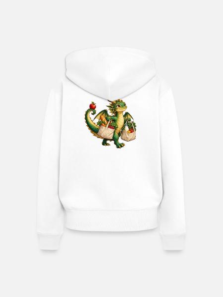 Grüner Drachenmarkt Einkauf - Frauen Premium Bio Zip Hoodie - Weiß