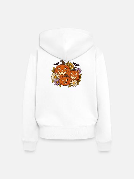 Kürbisfreude Herbstblumen - Frauen Premium Bio Zip Hoodie - Weiß