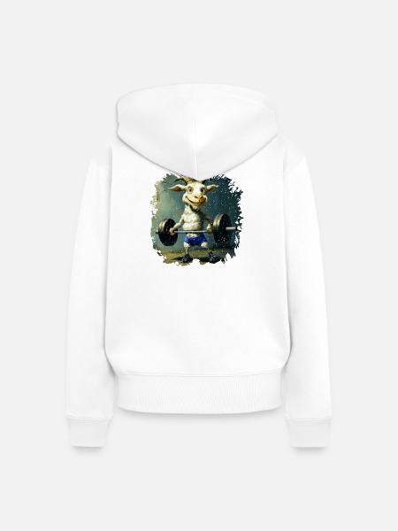 Ziegen Fitness / Trainer Goat - Frauen Premium Bio Zip Hoodie - Weiß