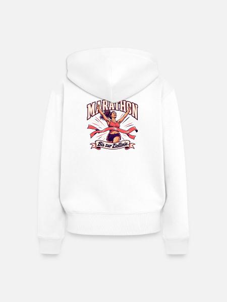 Marathonläuferin im Ziel - Frauen Premium Bio Zip Hoodie - Weiß