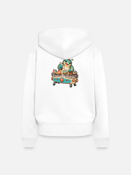 Retro Koch Drachenmeister - Frauen Premium Bio Zip Hoodie - Weiß
