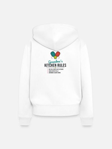 Omas Küche Regeln - Frauen Premium Bio Zip Hoodie - Weiß