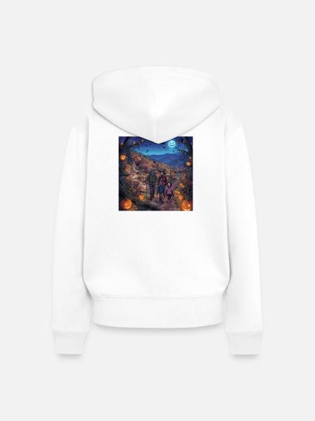 Halloween Familienwanderung - Frauen Premium Bio Zip Hoodie - Weiß
