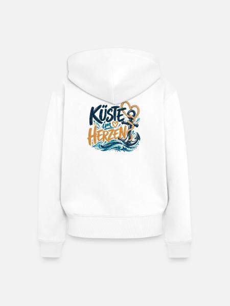Küste im Herzen – Maritimes Design - Frauen Premium Bio Zip Hoodie - Weiß