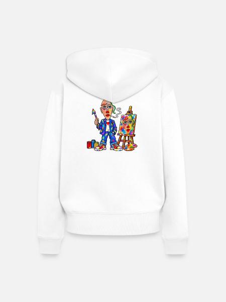 Bunter Maler mit Farbspritzern - Frauen Premium Bio Zip Hoodie - Weiß