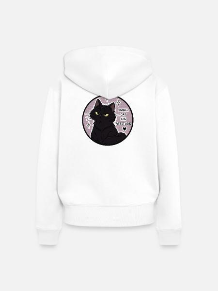 Kleine Katze Große Attitüde - Frauen Premium Bio Zip Hoodie - Weiß