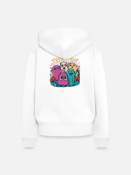 Gespenster - Frauen Premium Bio Zip Hoodie - Weiß