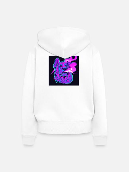 Trippiger rauchender Hund. - Frauen Premium Bio Zip Hoodie - Weiß