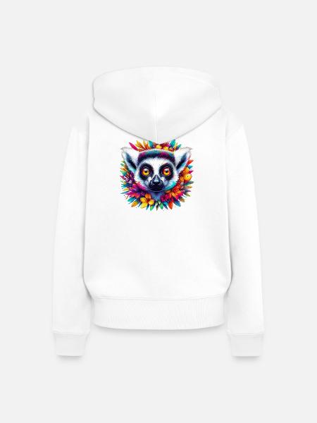 Lemur - Frauen Premium Bio Zip Hoodie - Weiß