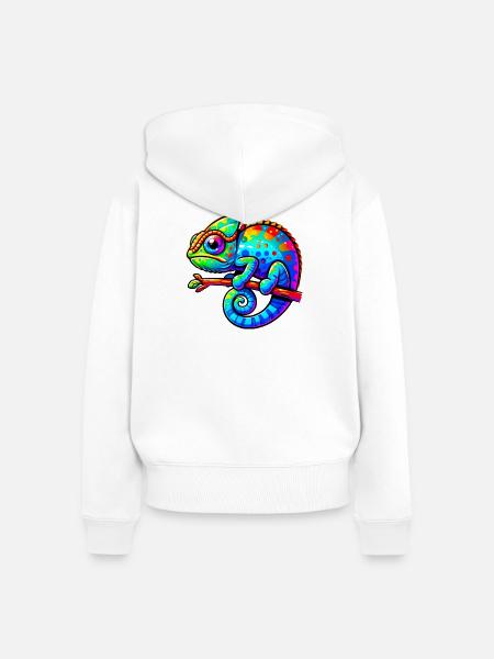 Chamäleon - Frauen Premium Bio Zip Hoodie - Weiß