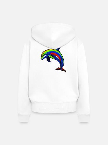 Delfin - Frauen Premium Bio Zip Hoodie - Weiß