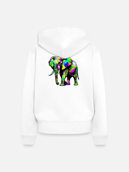 Elefant - Frauen Premium Bio Zip Hoodie - Weiß