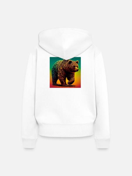 Bär - Frauen Premium Bio Zip Hoodie - Weiß
