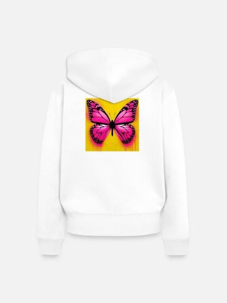 Schmetterling - Frauen Premium Bio Zip Hoodie - Weiß