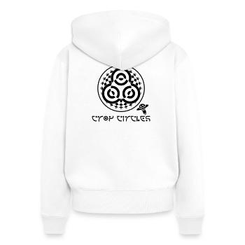 Psychedelischer Dreifaltigkeits-Kornkreis - Frauen Premium Bio Zip Hoodie - Weiß - Hinten - AI Model Female 172 light (172cm)