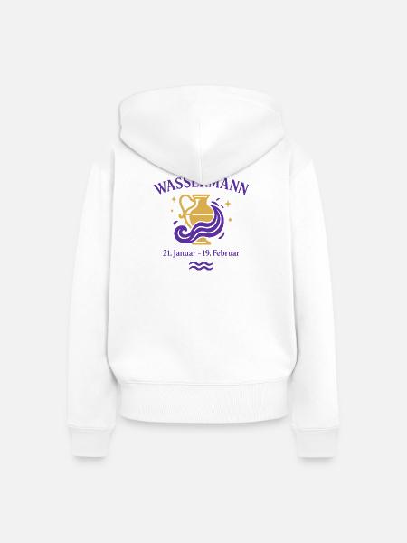 Sternzeichen Wassermann - Frauen Premium Bio Zip Hoodie - Weiß