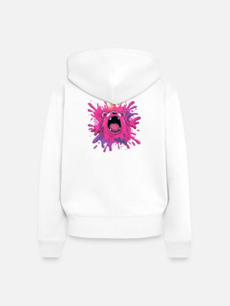 Farbexplosion Monster - Frauen Premium Bio Zip Hoodie - Weiß