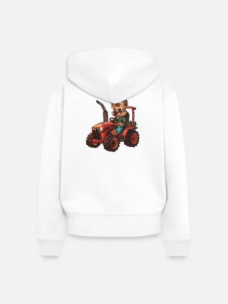 Hyäne Traktor Farmer - Frauen Premium Bio Zip Hoodie - Weiß