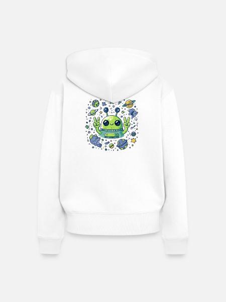 Galaktischer Alien Peacezeichen - Frauen Premium Bio Zip Hoodie - Weiß