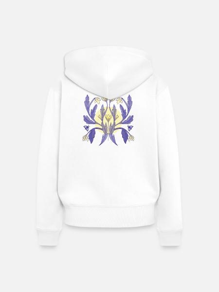 Blumenornament Sonnenschein - Frauen Premium Bio Zip Hoodie - Weiß